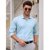 imageAlex Vando Mens Dress Shirts 8Way Super Stretch French Placket Business Button Down Shirt MenBlue
