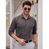 imageAlex Vando Mens Dress Shirts 8Way Super Stretch French Placket Business Button Down Shirt MenCharcoal