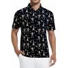 imageAlex Vando Mens Hawaiian Golf Shirt Moisture Wicking Digital Print Golf Shirts for MenBlack Skeleton