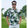 imageAlex Vando Mens Hawaiian Golf Shirt Moisture Wicking Digital Print Golf Shirts for MenWhite Flower