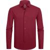 imageAlex Vando Mens Dress Shirts 8Way Super Stretch French Placket Business Button Down Shirt MenRed