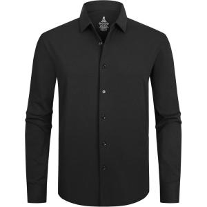 imageAlex Vando Mens Dress Shirts 8Way Super Stretch French Placket Business Button Down Shirt MenBlack