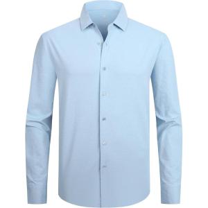 imageAlex Vando Mens Dress Shirts 8Way Super Stretch French Placket Business Button Down Shirt MenBlue