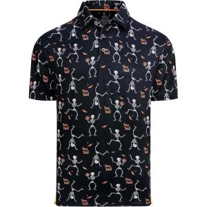 imageAlex Vando Mens Hawaiian Golf Shirt Moisture Wicking Digital Print Golf Shirts for MenBlack Skeleton