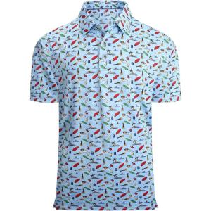 imageAlex Vando Mens Hawaiian Golf Shirt Moisture Wicking Digital Print Golf Shirts for MenBlue Surfboard