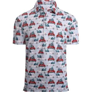 imageAlex Vando Mens Hawaiian Golf Shirt Moisture Wicking Digital Print Golf Shirts for MenGrey Christmas Car
