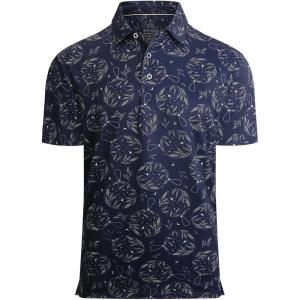 imageAlex Vando Mens Hawaiian Golf Shirt Moisture Wicking Digital Print Golf Shirts for MenNavy Christmas Ball