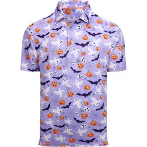 imageAlex Vando Mens Hawaiian Golf Shirt Moisture Wicking Digital Print Golf Shirts for MenPurple Pumpkin