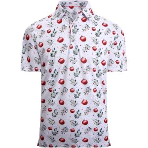 imageAlex Vando Mens Hawaiian Golf Shirt Moisture Wicking Digital Print Golf Shirts for MenWhite Christmas Ball