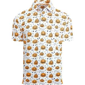 imageAlex Vando Mens Hawaiian Golf Shirt Moisture Wicking Digital Print Golf Shirts for MenWhite Pumpkin