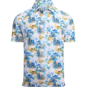 imageAlex Vando Mens Hawaiian Golf Shirt Moisture Wicking Digital Print Golf Shirts for MenYellow Leaf