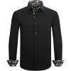 imageAlex Vando Mens Cotton Stretch Dress Shirt Regular Fit Fashion Paisley Contrast Button Down ShirtsBlack