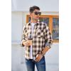 imageAlex Vando Mens Button Down Shirts Flannel Shirt Long SleeveCoffeeWhite