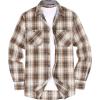 imageAlex Vando Mens Button Down Shirts Flannel Shirt Long SleeveCoffeeWhite N28