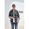 imageAlex Vando Mens Button Down Shirts Flannel Shirt Long SleeveGreyBlack