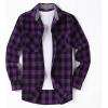 imageAlex Vando Mens Button Down Shirts Flannel Shirt Long SleevePurpleBlack