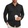 imageAlex Vando Mens Button Down Shirts Two Pockets Long Sleeve Casual Dress Shirt for MenBlack