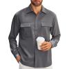 imageAlex Vando Mens Button Down Shirts Two Pockets Long Sleeve Casual Dress Shirt for MenCharcoal