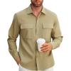 imageAlex Vando Mens Button Down Shirts Two Pockets Long Sleeve Casual Dress Shirt for MenKhaki