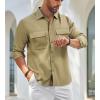 imageAlex Vando Mens Button Down Shirts Two Pockets Long Sleeve Casual Dress Shirt for MenKhaki