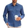 imageAlex Vando Mens Button Down Shirts Two Pockets Long Sleeve Casual Dress Shirt for MenNavy