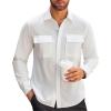 imageAlex Vando Mens Button Down Shirts Two Pockets Long Sleeve Casual Dress Shirt for MenWhite
