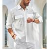 imageAlex Vando Mens Button Down Shirts Two Pockets Long Sleeve Casual Dress Shirt for MenWhite