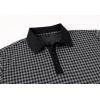 imageAlex Vando Mens Check Golf Shirt Contrast Rib Collar Short Sleeve Polo Shirts for MenBlackGrey