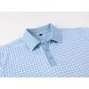 imageAlex Vando Mens Check Golf Shirt Contrast Rib Collar Short Sleeve Polo Shirts for MenBlueWhite