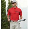 imageAlex Vando Mens Pique Golf Shirt Seamless Collar MoistureWicking Short Sleeve Dynamic Polo Shirts for MenRed