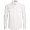 imageAlex Vando Mens Button Down Shirts Two Pockets Long Sleeve Casual Dress Shirt for MenWhite