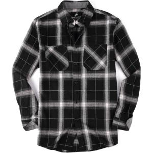 imageAlex Vando Mens Button Down Shirts Flannel Shirt Long SleeveBlackWhite