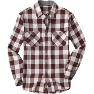 imageAlex Vando Mens Button Down Shirts Flannel Shirt Long SleeveCoffeeWhite