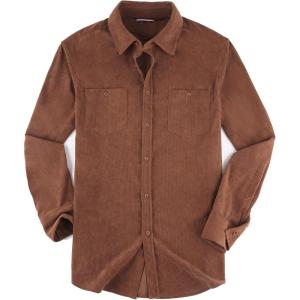 imageAlex Vando Mens Button Down Shirts Flannel Shirt Long SleeveCorduroy Brown