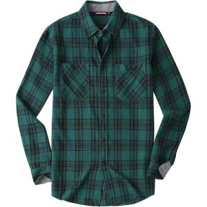 imageAlex Vando Mens Button Down Shirts Flannel Shirt Long SleeveGreenBlack