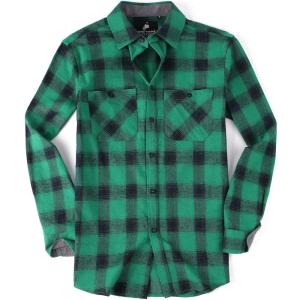 imageAlex Vando Mens Button Down Shirts Flannel Shirt Long SleeveGreenNavy
