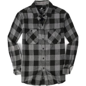 imageAlex Vando Mens Button Down Shirts Flannel Shirt Long SleeveGreyBlack