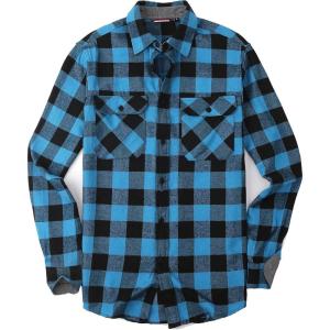 imageAlex Vando Mens Button Down Shirts Flannel Shirt Long SleeveLtblueBlack
