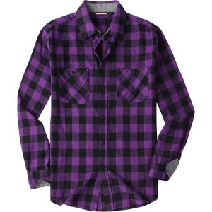imageAlex Vando Mens Button Down Shirts Flannel Shirt Long SleevePurpleBlack