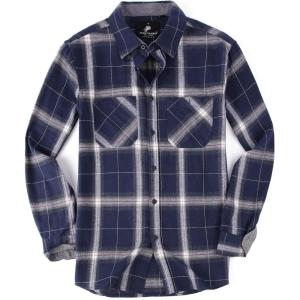 imageAlex Vando Mens Button Down Shirts Flannel Shirt Long SleeveRoyalWhite