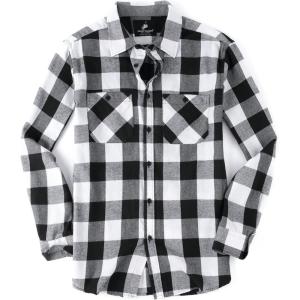 imageAlex Vando Mens Button Down Shirts Flannel Shirt Long SleeveWhiteBlack