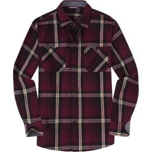 imageAlex Vando Mens Button Down Shirts Flannel Shirt Long SleeveWineKhaki N43