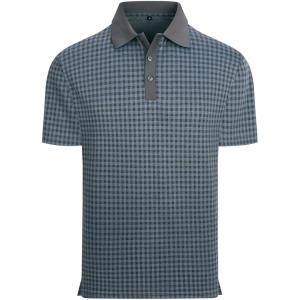 imageAlex Vando Mens Check Golf Shirt Contrast Rib Collar Short Sleeve Polo Shirts for MenBlackBlue