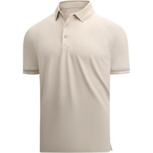 imageAlex Vando Mens Golf Shirt CottonLike Silky Performance Short Sleeve Sports Polo ShirtsApricot