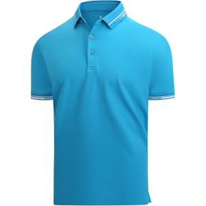 imageAlex Vando Mens Golf Shirt CottonLike Silky Performance Short Sleeve Sports Polo ShirtsAqua