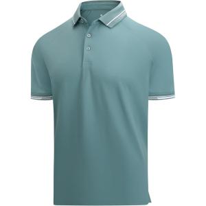 imageAlex Vando Mens Golf Shirt CottonLike Silky Performance Short Sleeve Sports Polo ShirtsGreen