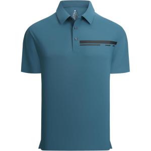 imageAlex Vando Mens Pique Golf Shirt Seamless Collar MoistureWicking Short Sleeve Dynamic Polo Shirts for MenTeal