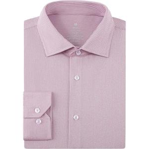 imageAlex Vando Mens Stripe Dress Shirt FastDrying Long Sleeve Regular Fit Button Down ShirtsRed