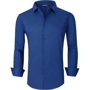 imageAlex Vando Mens Dress Shirt Wrinkle Free Regular Fit 4Way Stretch Button Down ShirtsCotton Royal