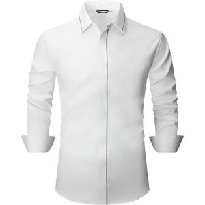 imageAlex Vando Mens Dress Shirt Wrinkle Free Regular Fit 4Way Stretch Button Down ShirtsHidden White